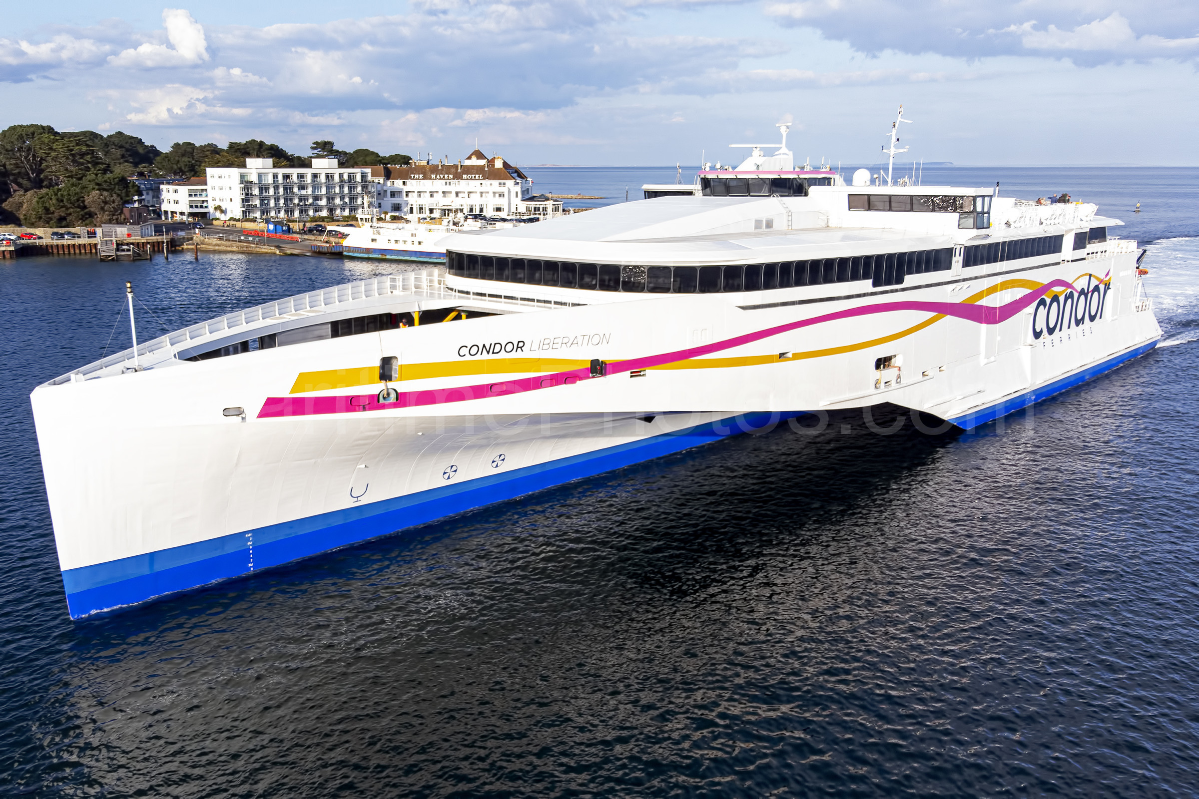 HSC Condor Liberation Fast Trimaran IMO 9551363 at Poole Harbour, UK