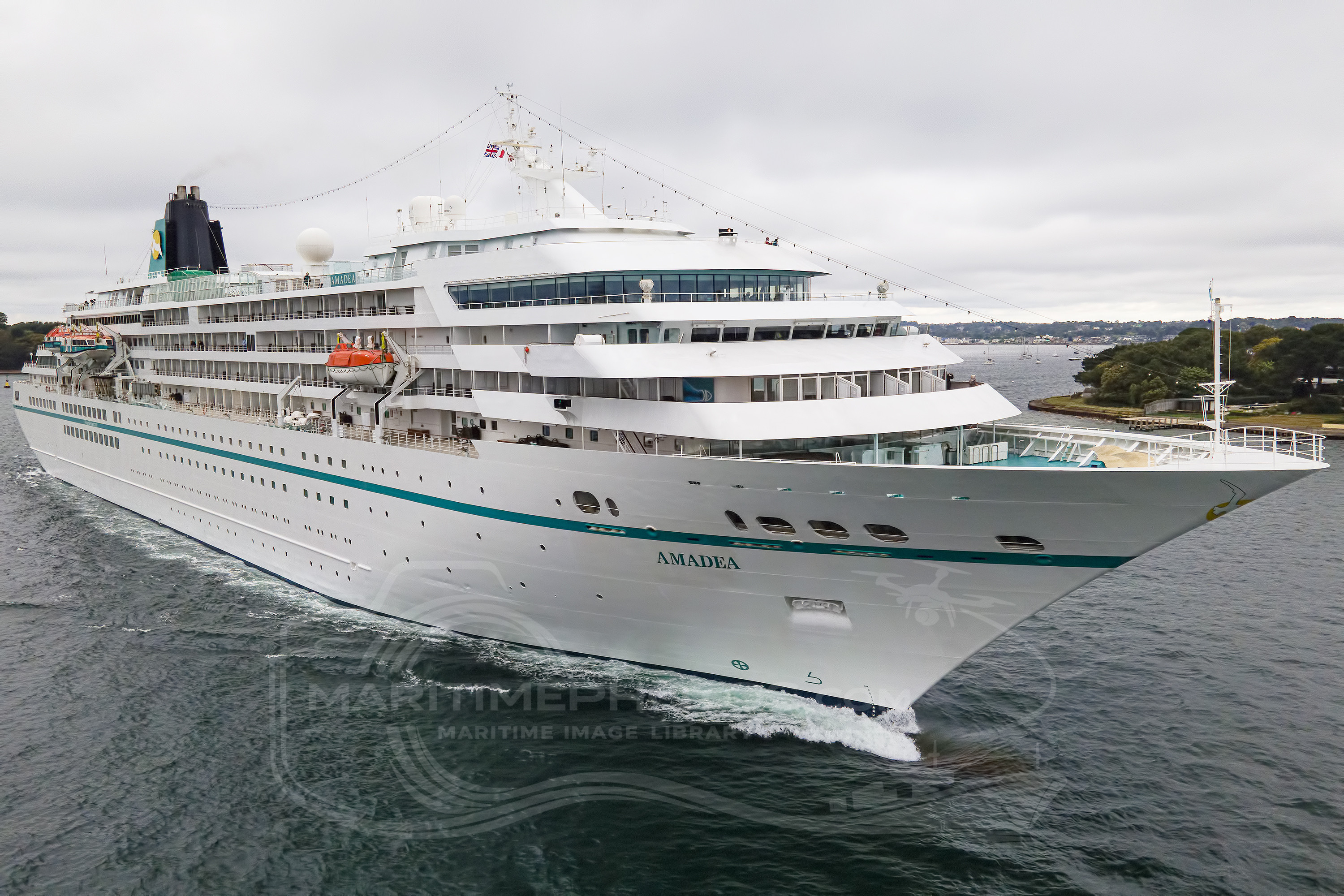 Amadea Cruise Ship IMO 1012531 at Studland, United Kingdom