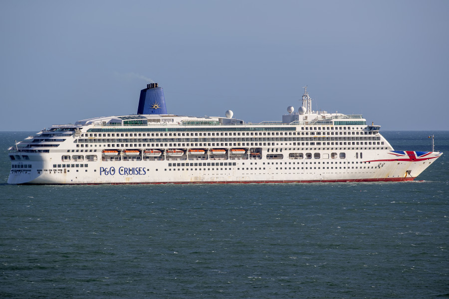 Aurora IMO 9169524 at Poole Bay, UK