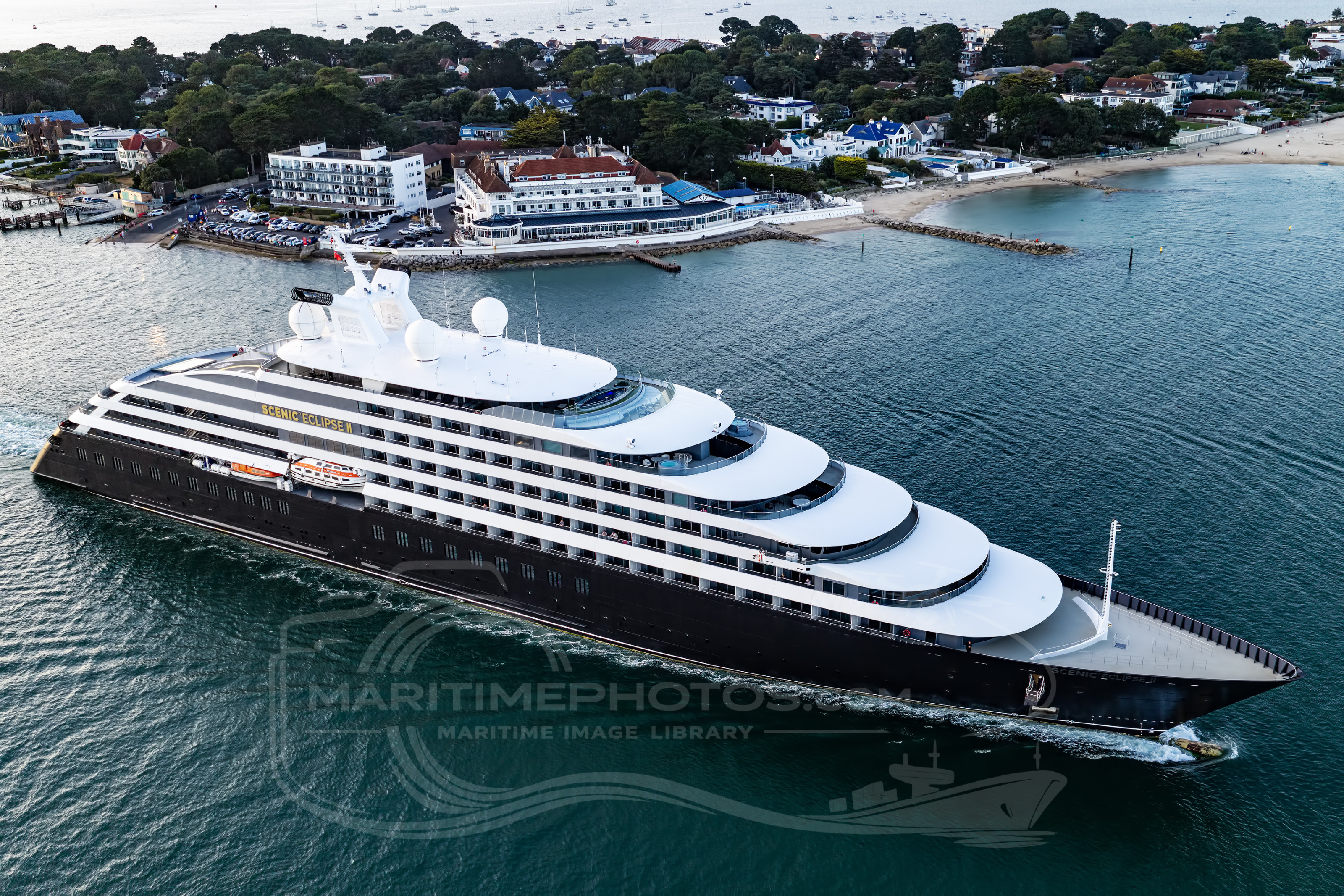 Scenic Eclipse II Cruise Ship IMO 9850460 at Studland, United Kingdom
